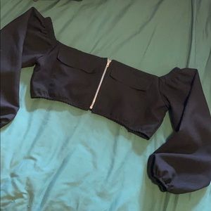 Curley strapless crop top